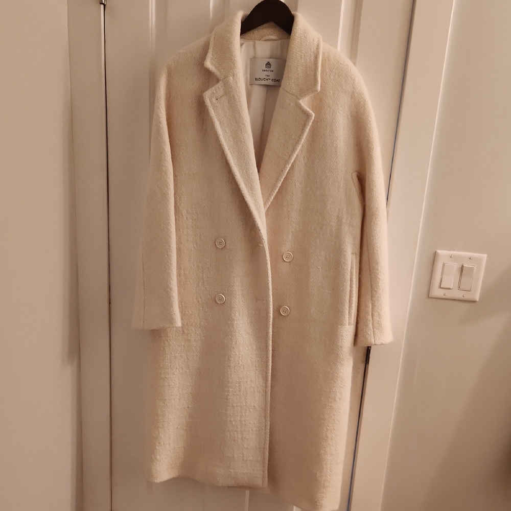 Babaton Ivory Double-Breasted Pea Coat